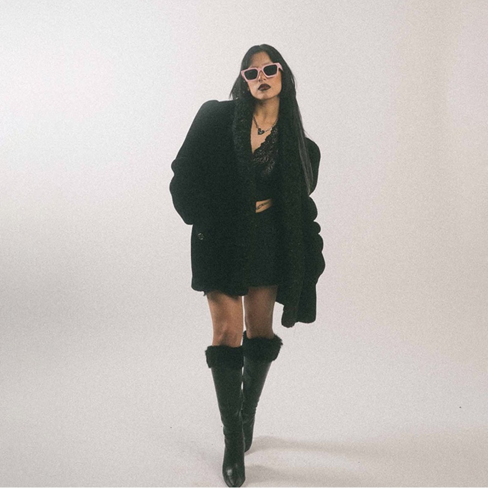 Black fur coat